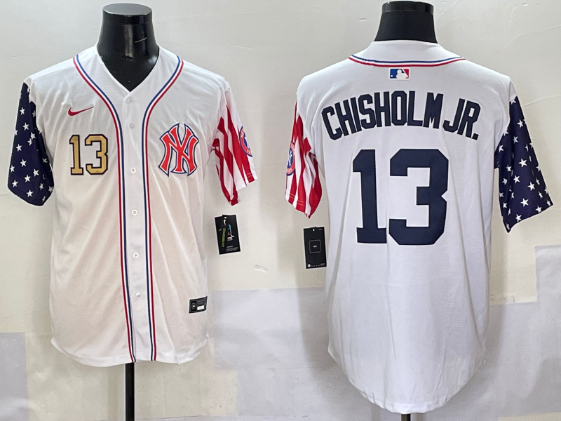 Men 2025 MLB New York Yankees 13 Chisholm Jr white jersey